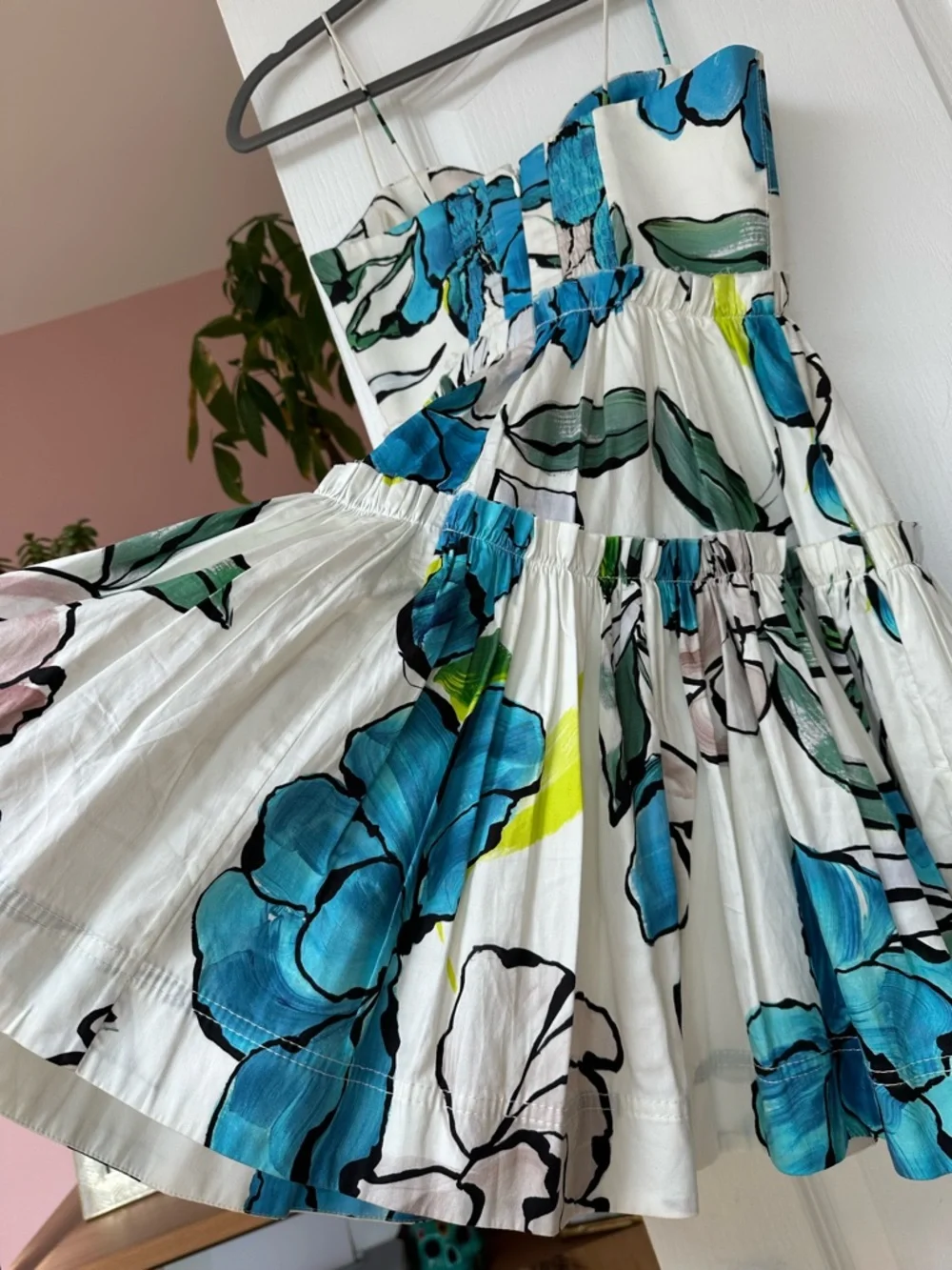 Aje White Mini Dress with Blue and Green Floral Print - Picture 6 of 8